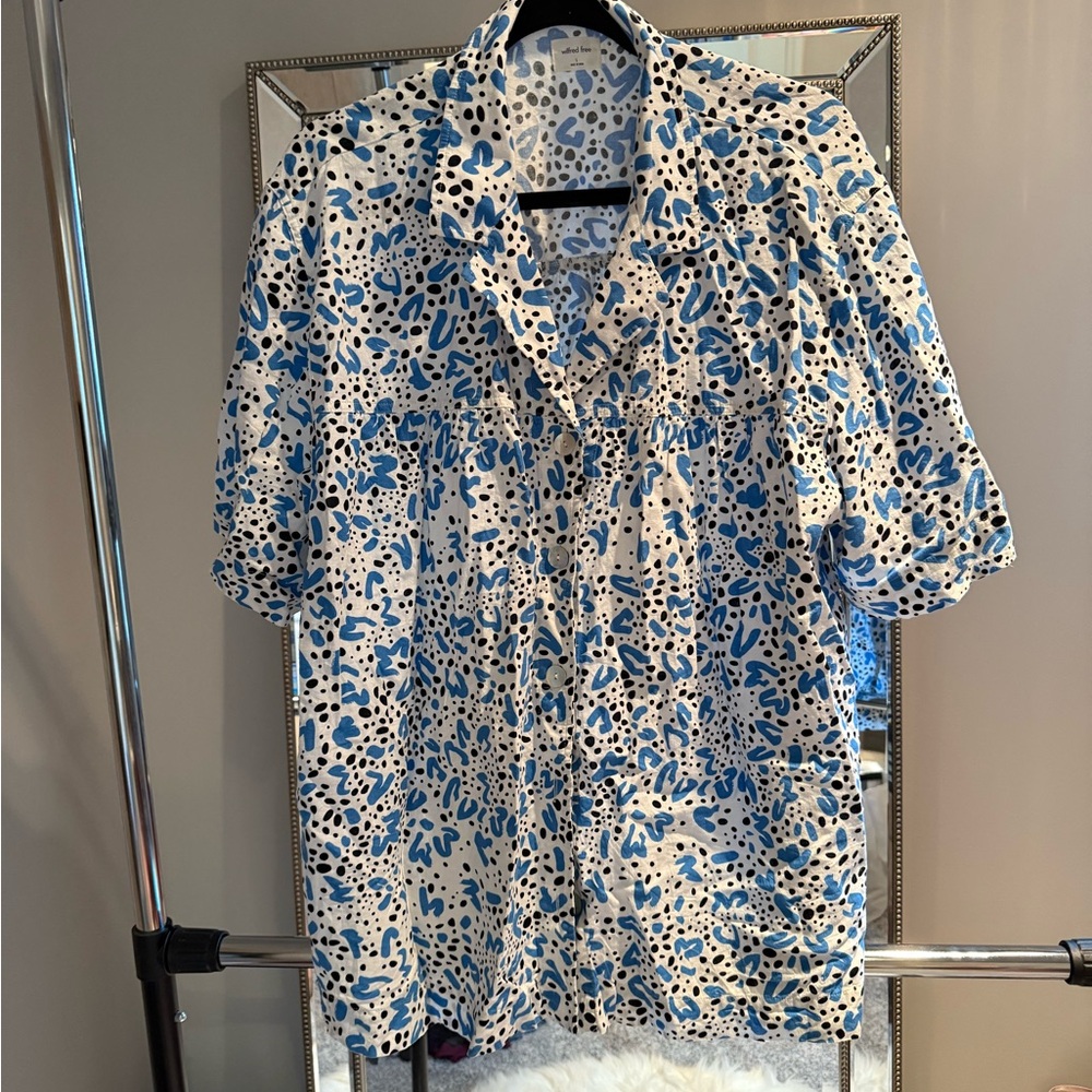 Wilfred Free Blue and Black Patterned Shirt